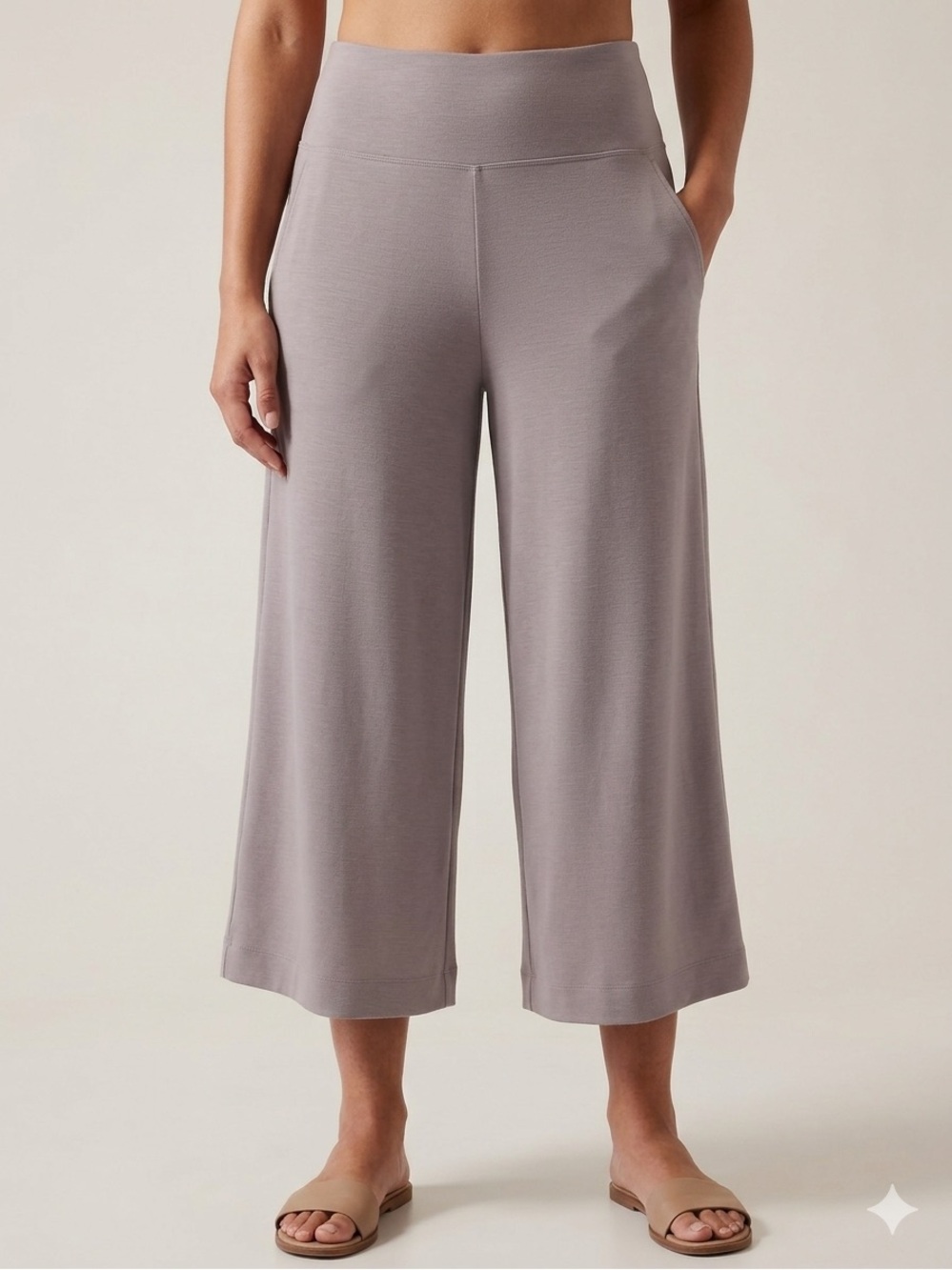 Athleta Wide-Leg Cropped Pants in Dusty Mauve